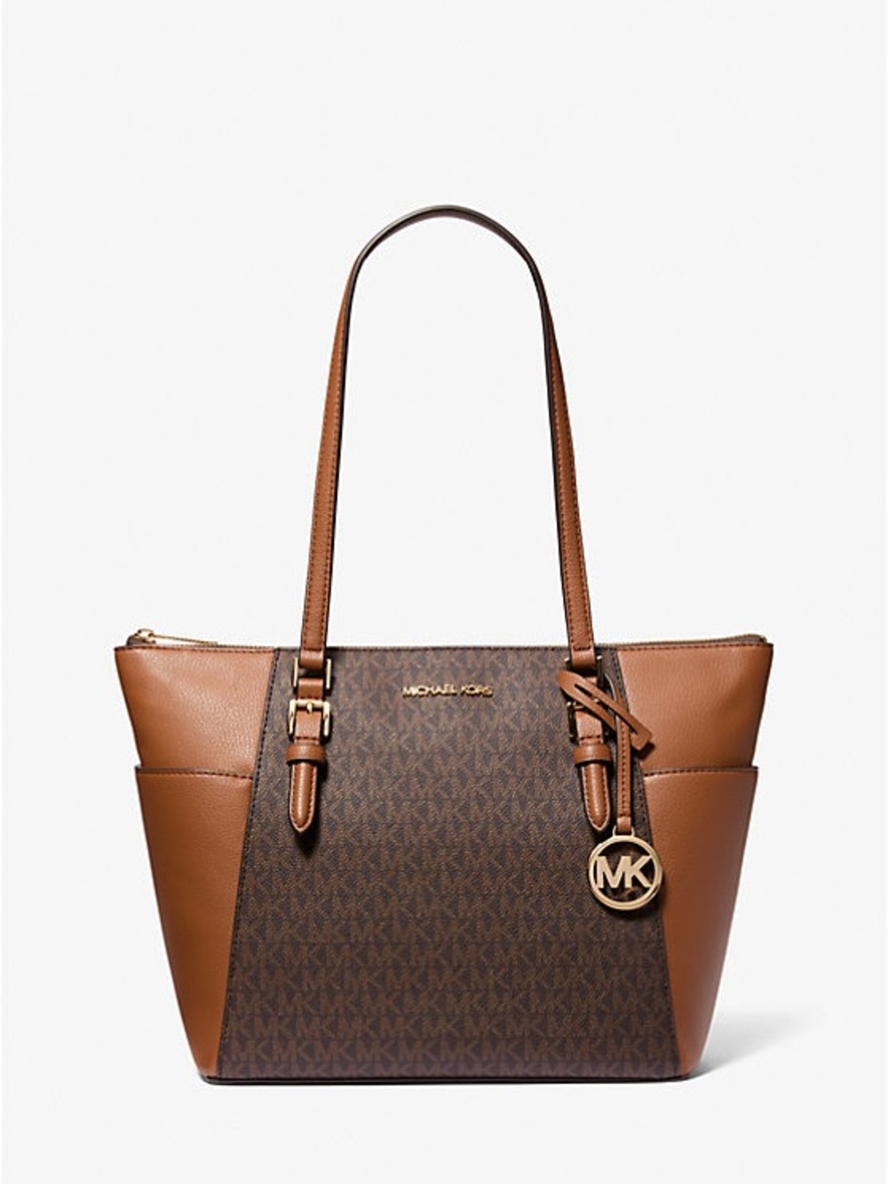 Michael Kors Brown and Tan MK Logo Tote